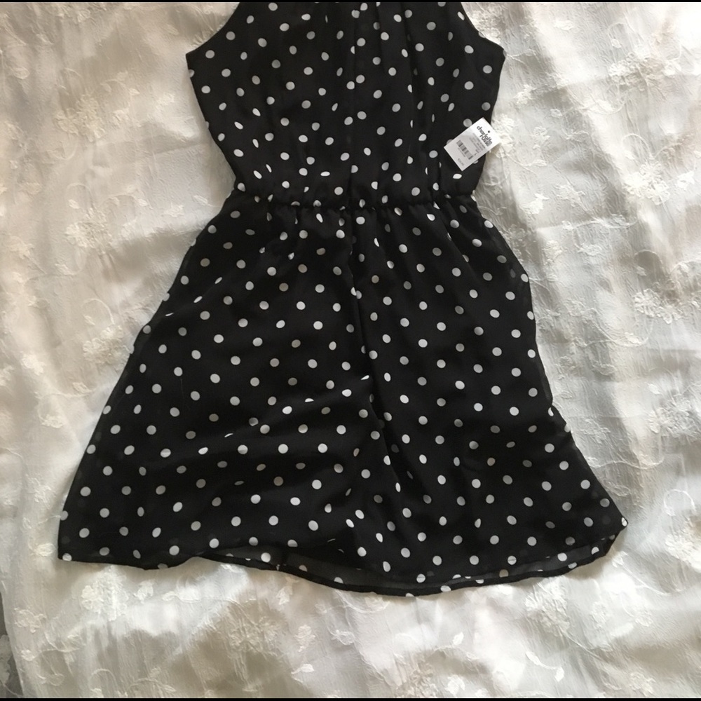 NWT Charlotte Russe L black white polka dot dress